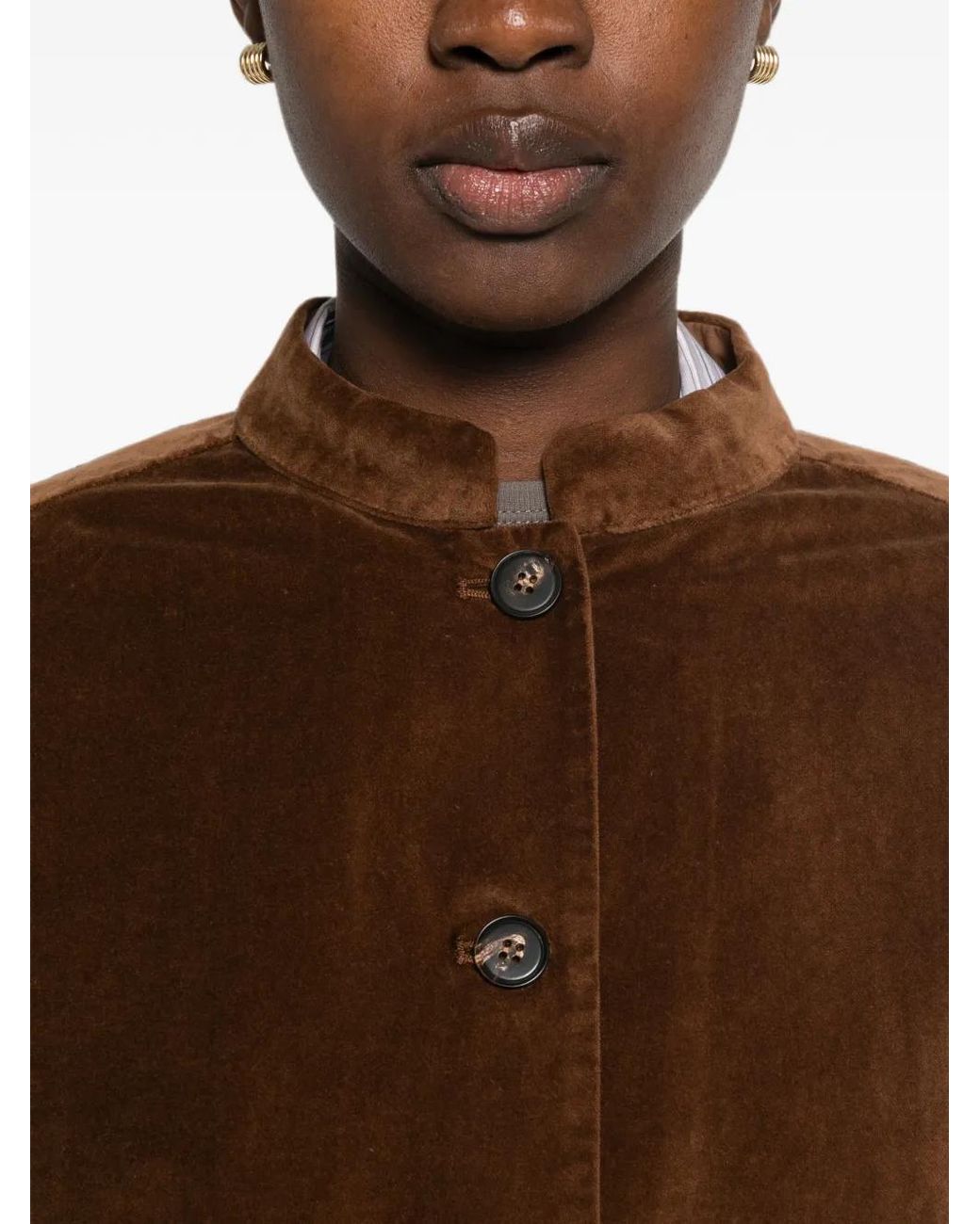 ROSSO35 Brown Mandarin-Collar Jacket