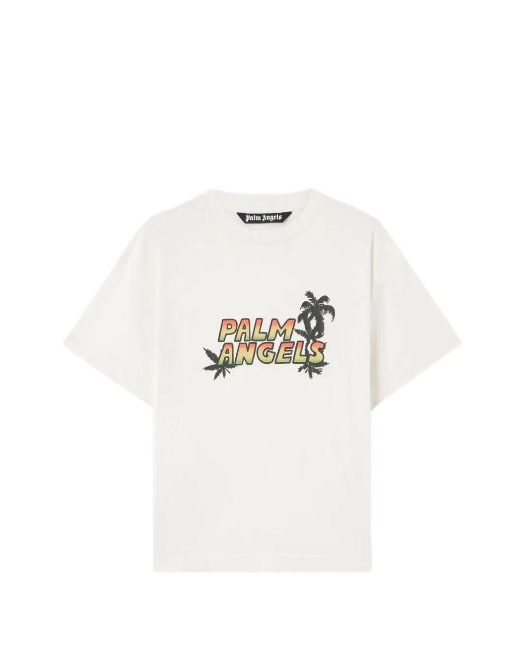 Palm Angels White Logo-Graphic T-Shirt for men