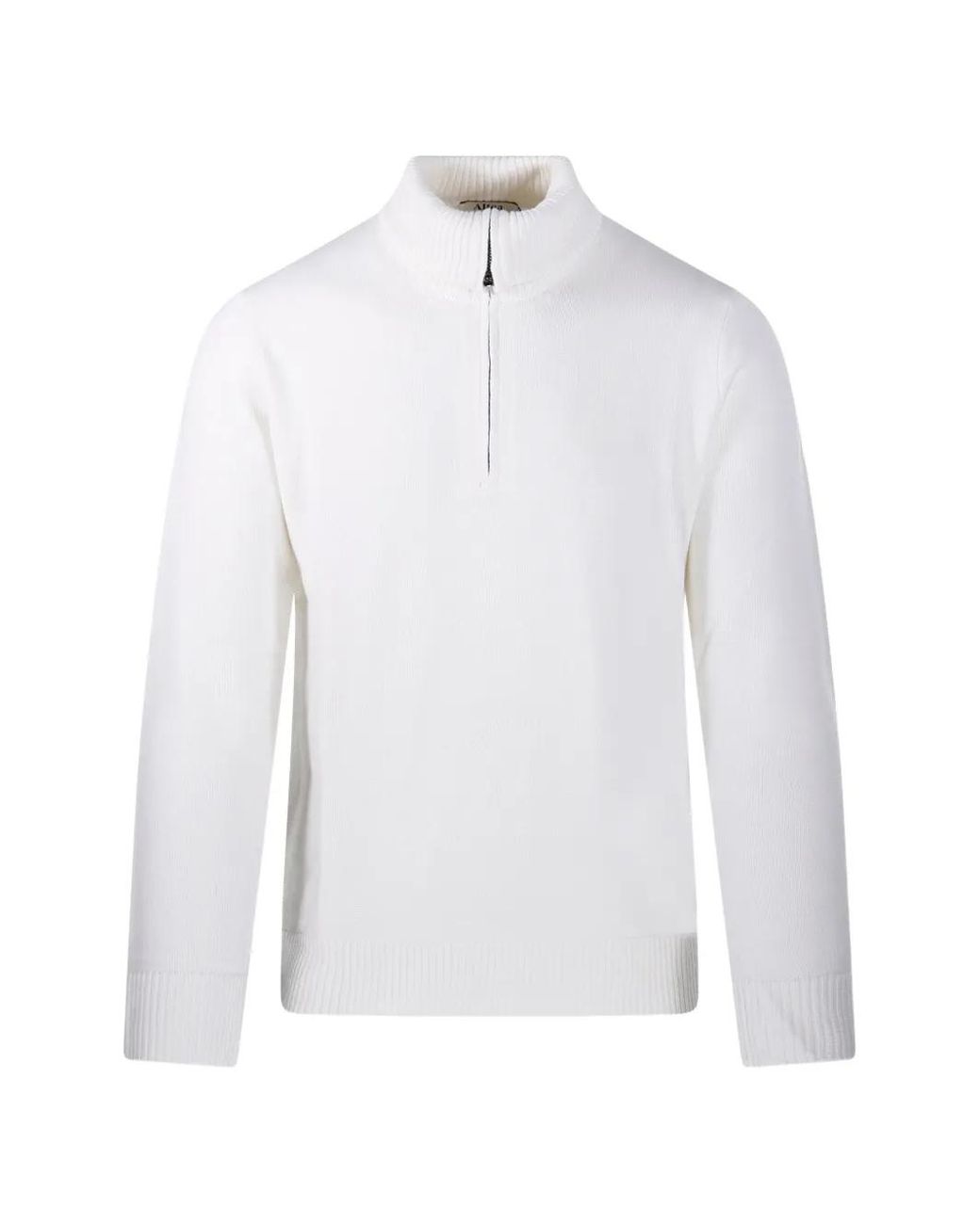 Altea White Quarter-Zip Knitted Sweater for men