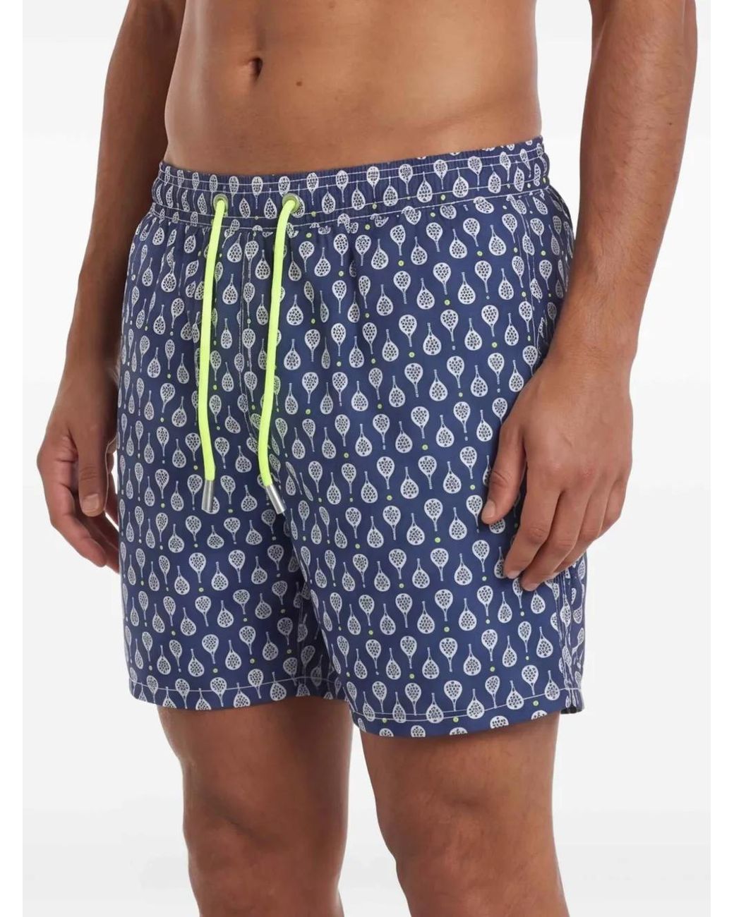 Mc2 Saint Barth Blue Drawstring Patterned Swim Shorts for men