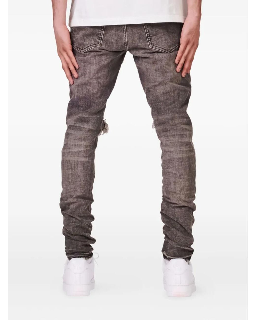 Purple Brand P002 Distressed-Knee Skinny Jeans in Gray for Men | Lyst