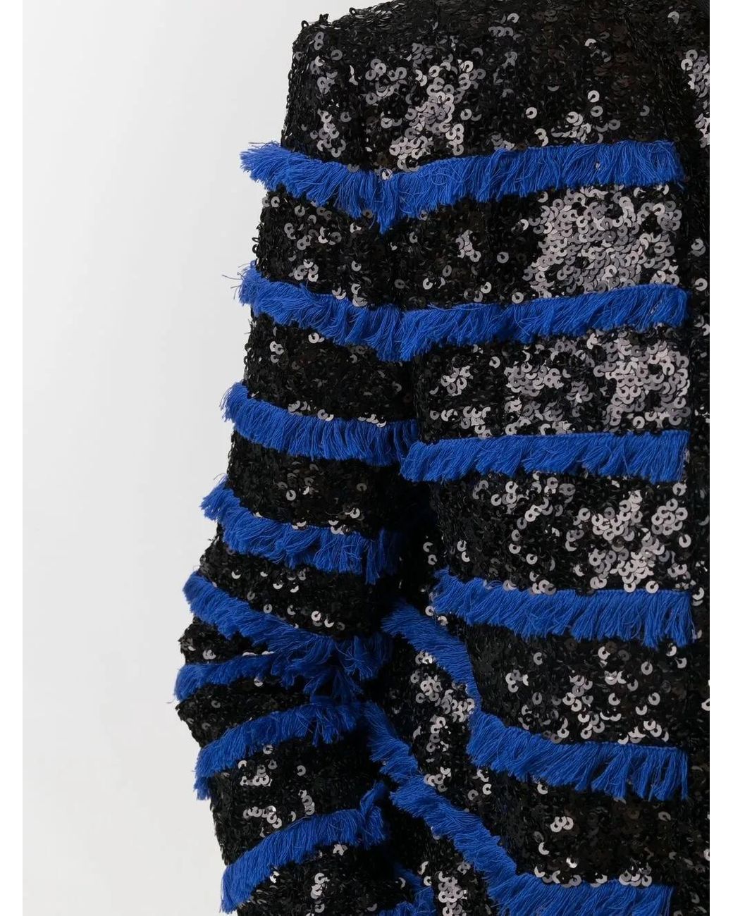 Balmain Blue Fringed Sequinned Jacket