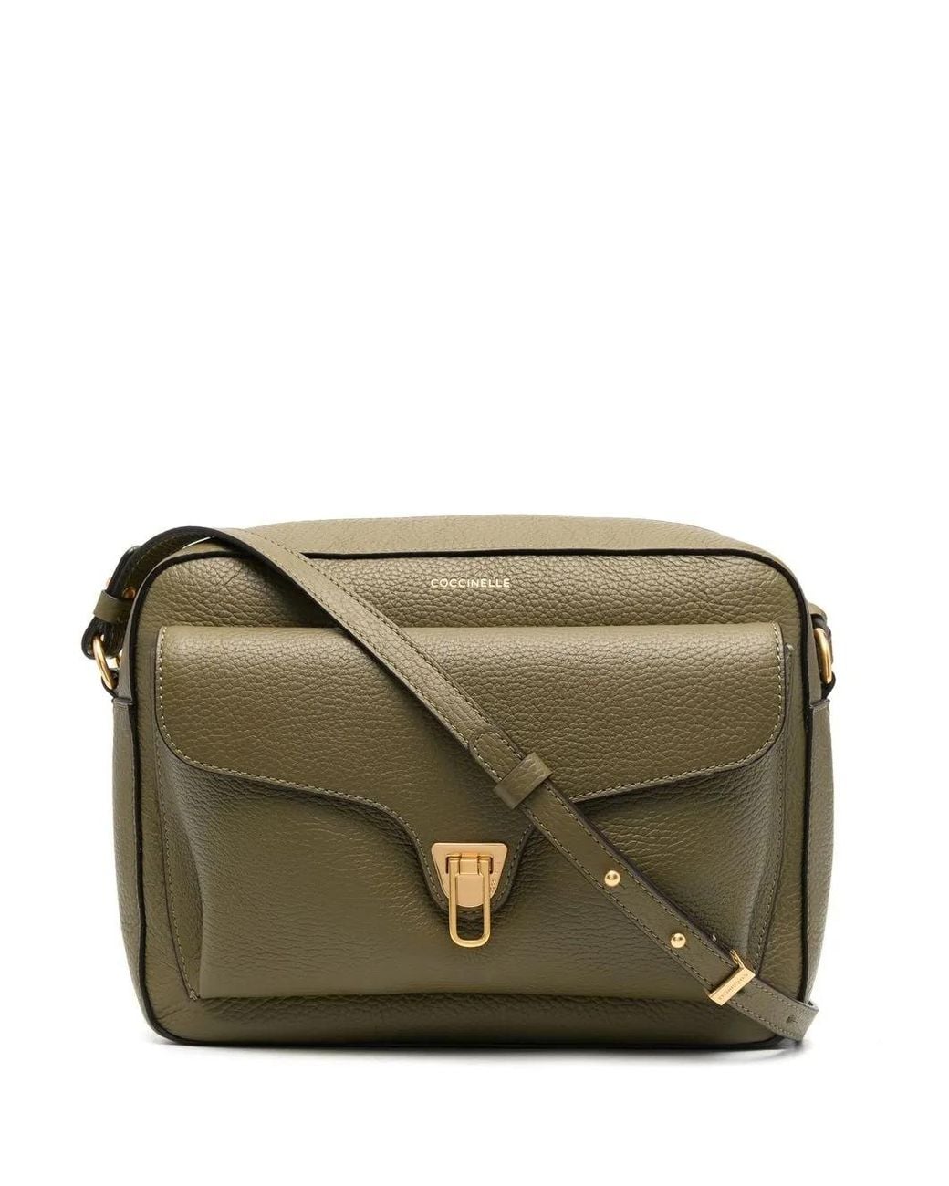 Coccinelle Green Grained Leather Satchel Bag
