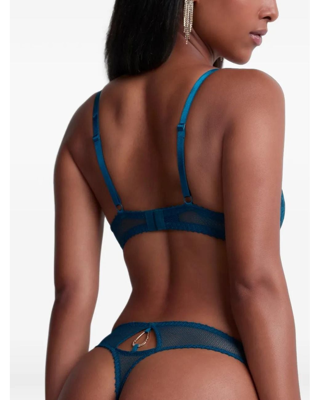 Aubade Blue Flawless Love Lace-Trim Thong