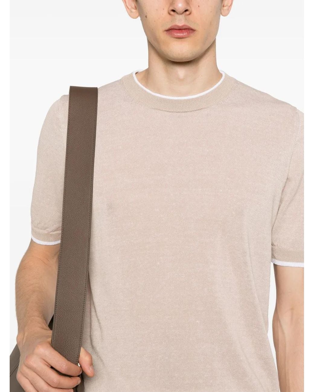 Peserico Pink Mélange-Effect T-Shirt for men
