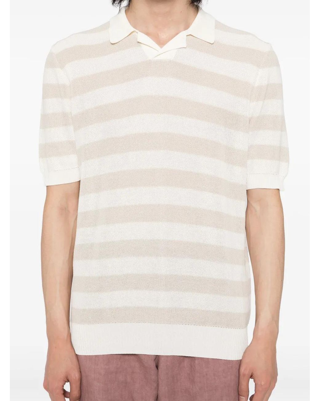 Polo A Rayas Eleventy de hombre de color White
