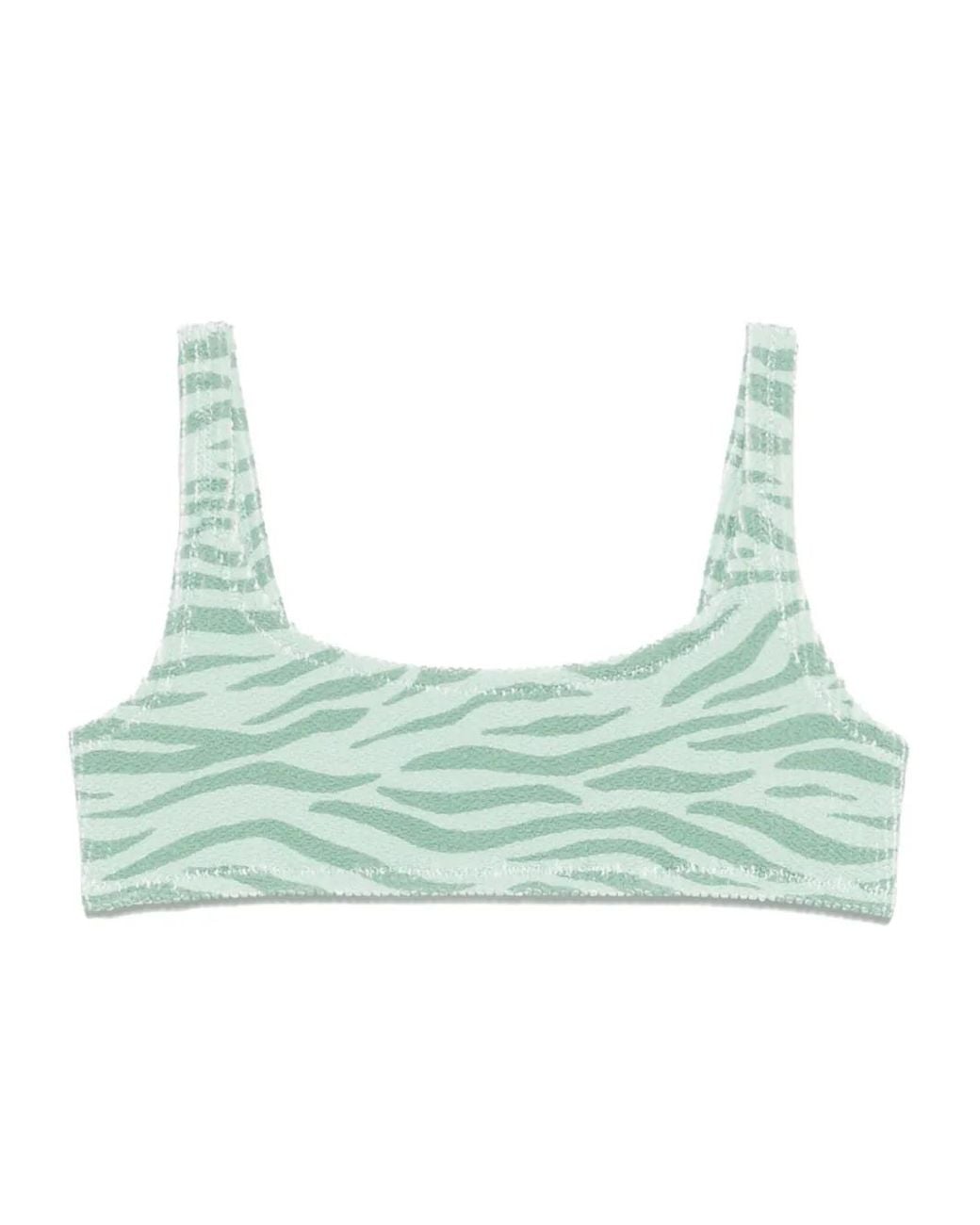 Mc2 Saint Barth Green Zebra-Print Bikini Top