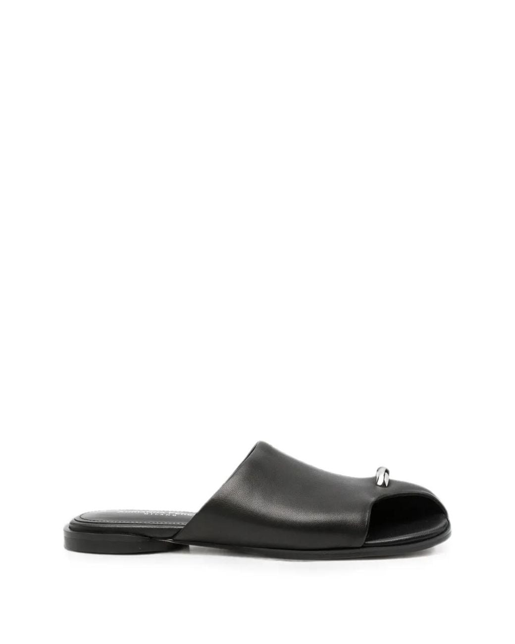 ADRIANNA FERETTI Black Mules En Cuir À Bout Ouvert