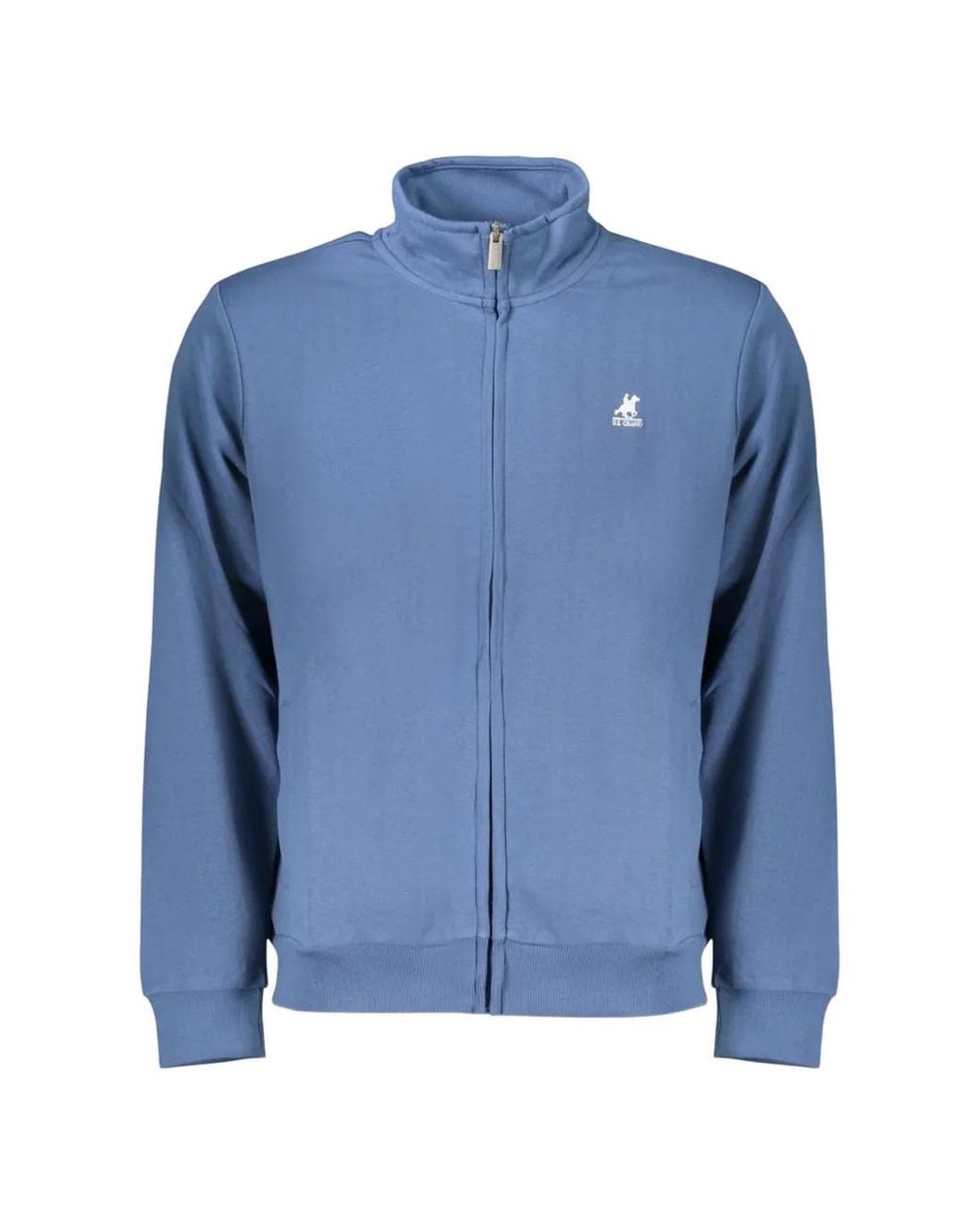 U.S. Grand Blue Logo-Embroidered Zip-Up Sweater for men