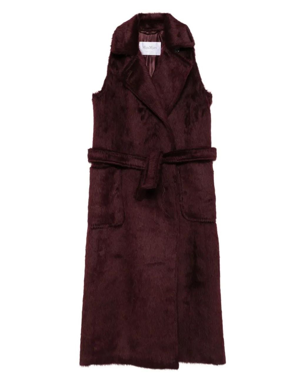 Max Mara Purple Abbozzi Belted Sleeveless Coat