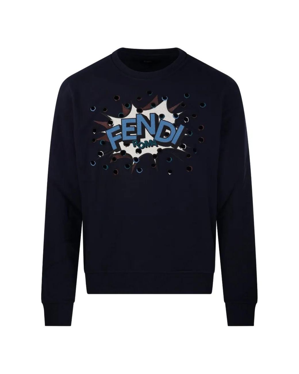 Fendi Blue Cotton Sweatshirt for men