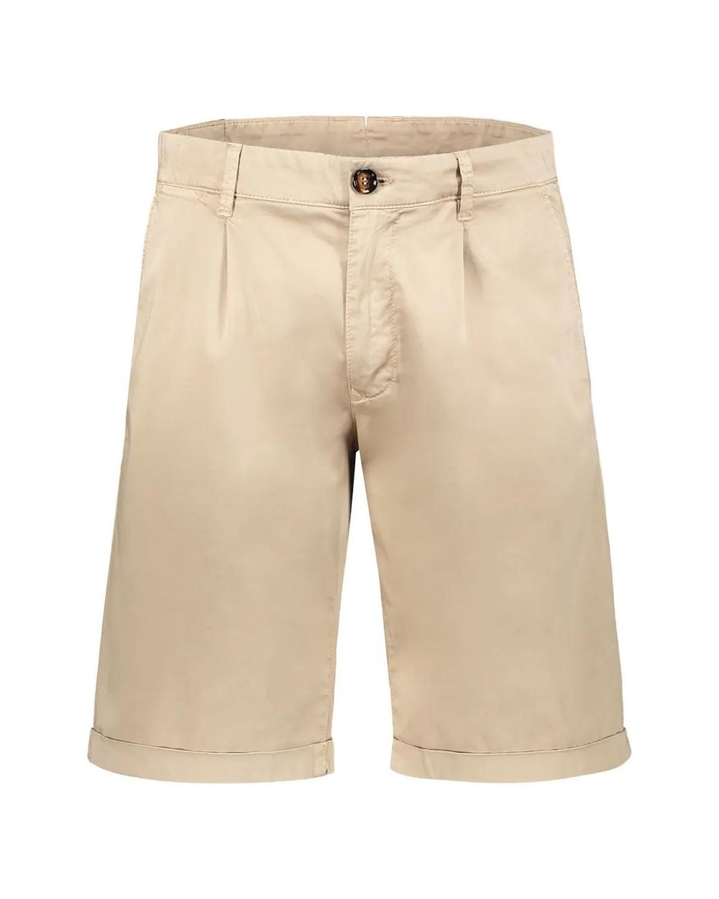 Moorer Natural Alicudi-Kel Pleated Turn-Up Shorts for men