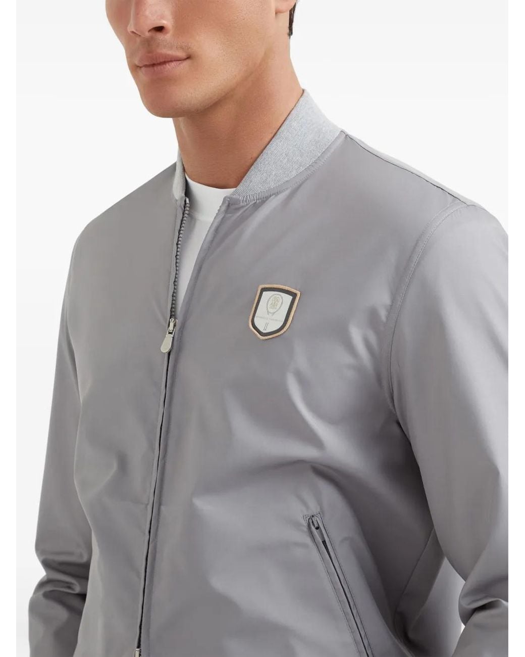 Brunello Cucinelli Gray Tennis Badge Sweatshirt for men