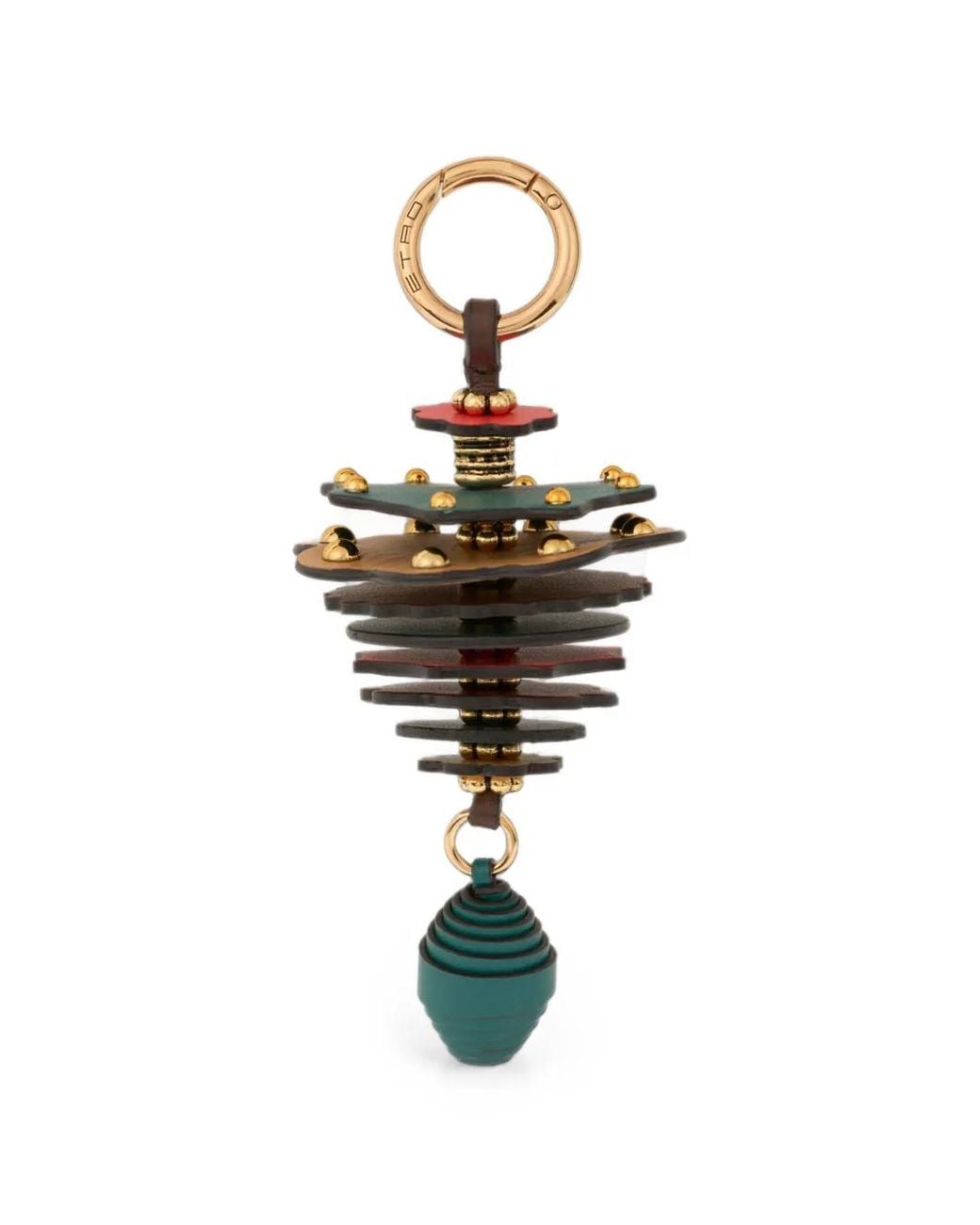 Etro White Leather Charm With Discs And Beehive Detail