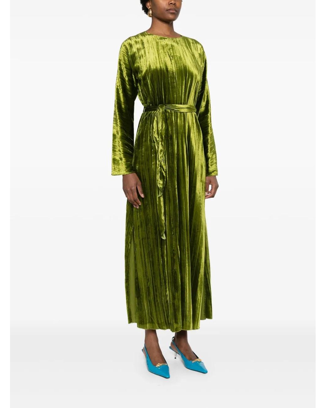 forte_forte Pliss-Effect Velvet Dress in Green | Lyst forte_forte Pliss-Effect Velvet Dress in Green | Lyst
