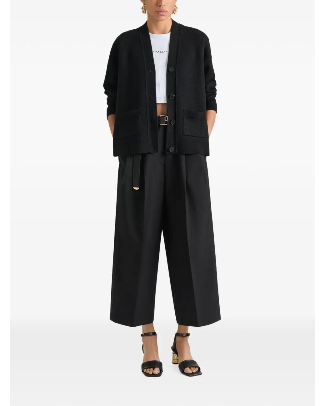 Givenchy Black Cropped Double Pleat Pants