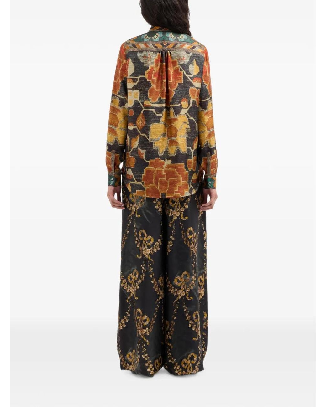Pierre Louis Mascia Black Aloe Floral-Print Silk Shirt