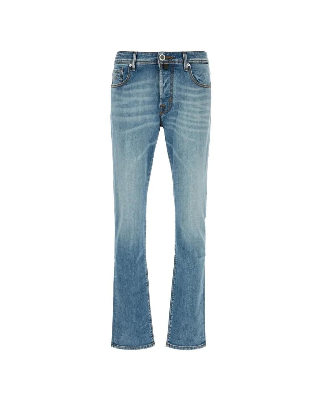 Jacob Cohen Blue Logo-Patch Whiskered Jeans for men