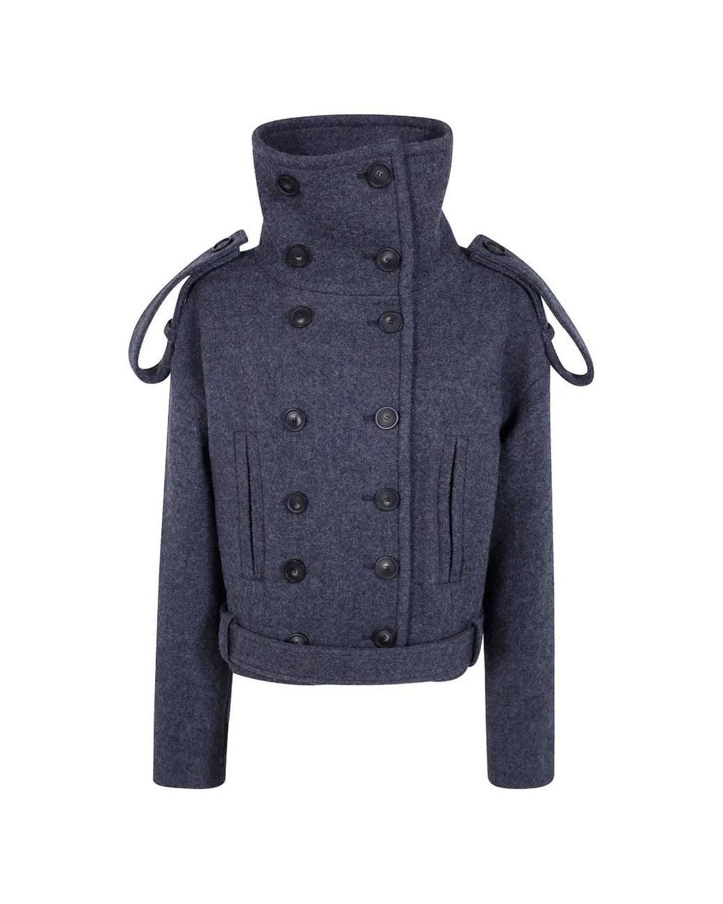 7 For All Mankind Blue Double-Breasted Coat