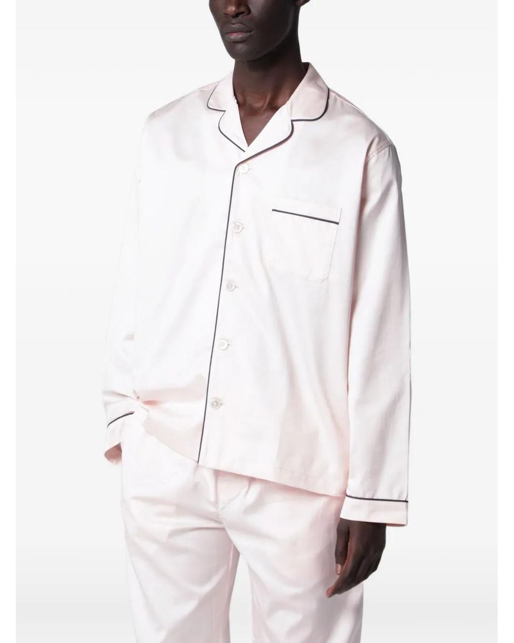 Tekla White Button-Down Long-Sleeve Pyjamas Shirt for men