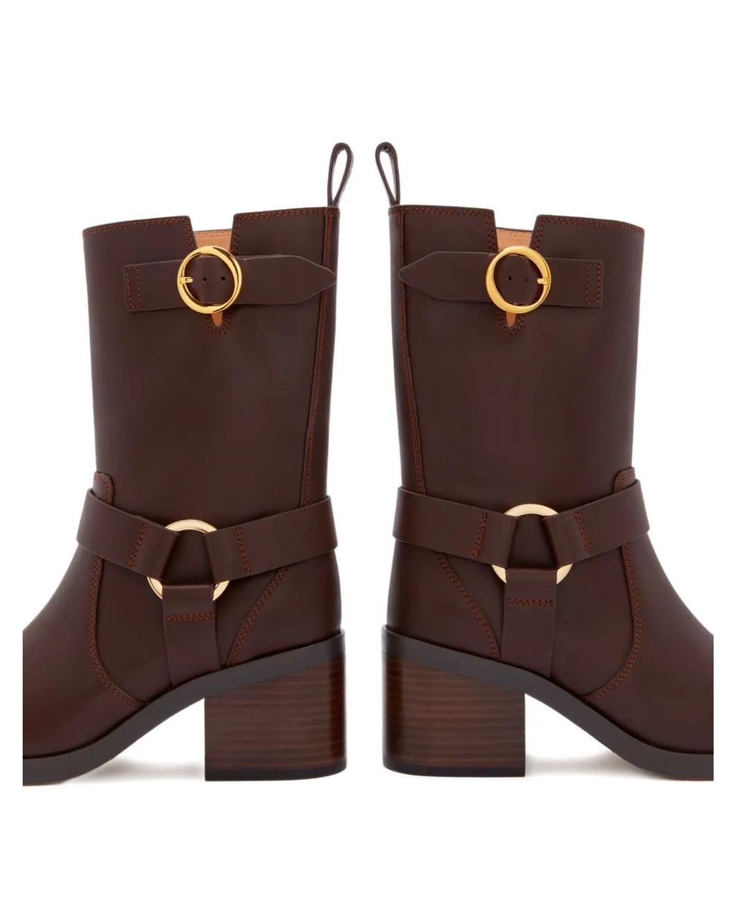 Odissi Brown Harnessed Strap Biker Boots