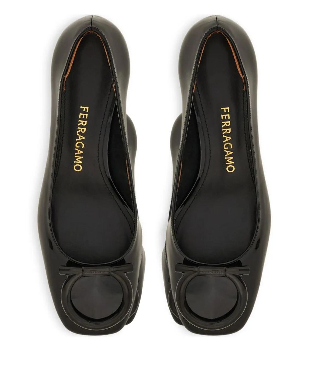 Ferragamo Black Gancini Square-Toe Pumps