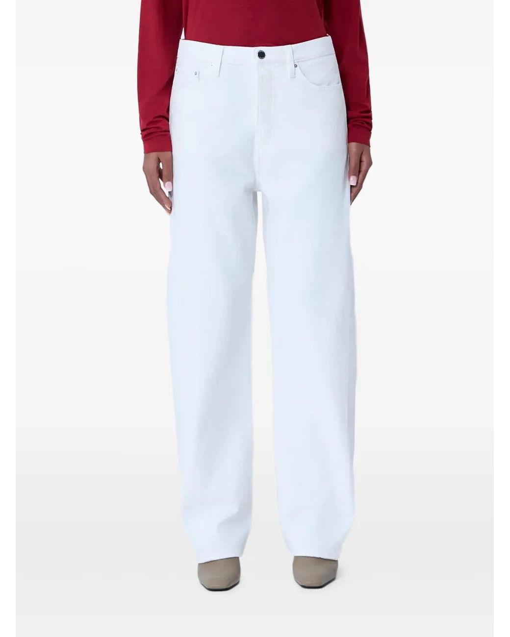 Totême White Twisted-Seam Straight-Leg Jeans