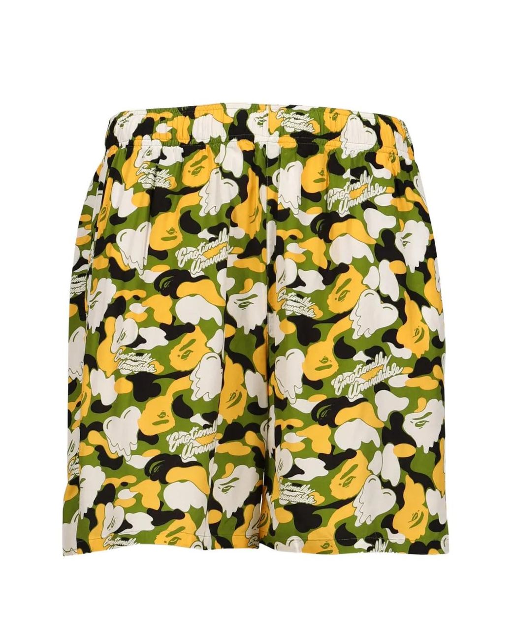 Emotionally Unavailable Yellow Camouflage-Print Shorts for men