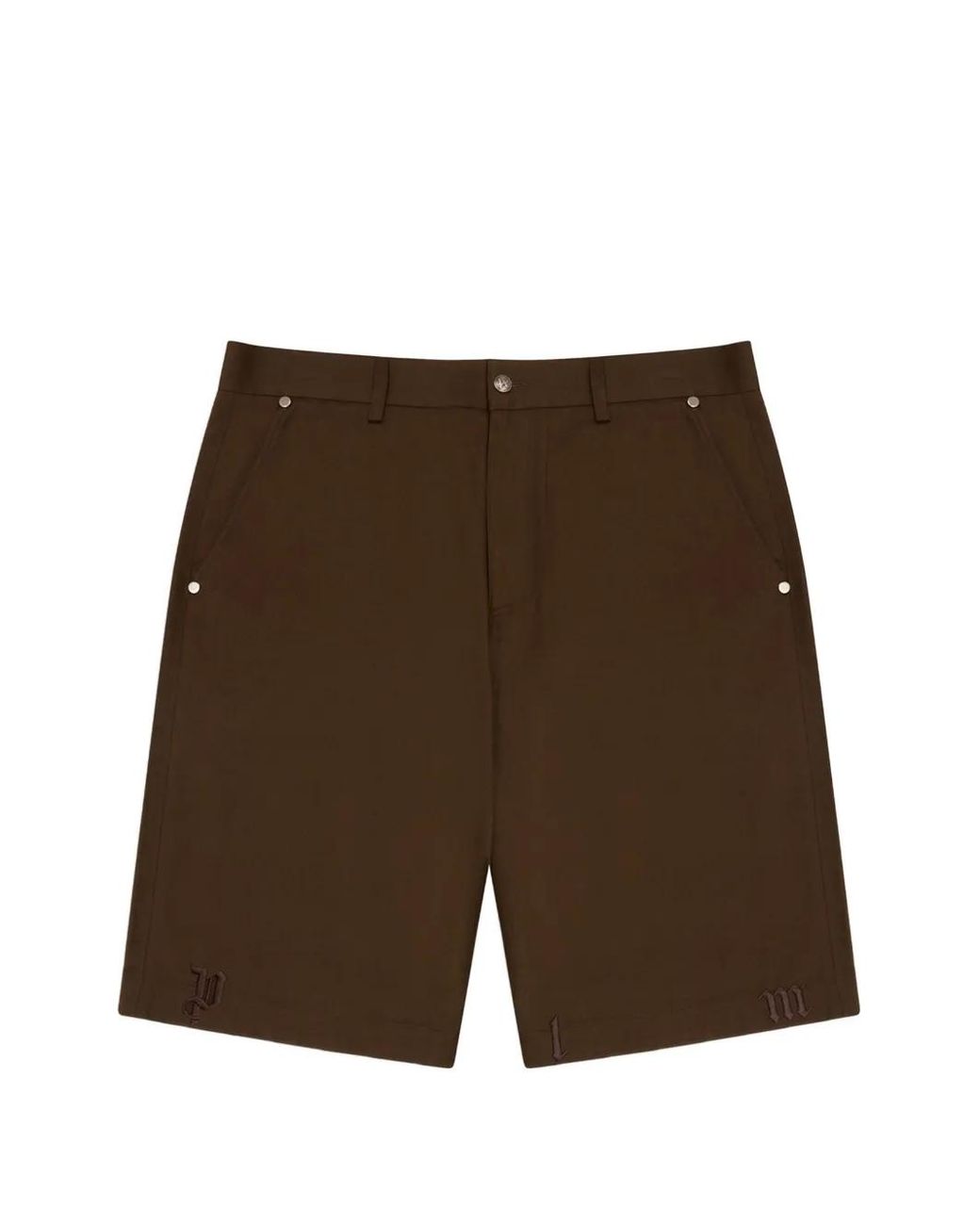 Palm Angels Brown Palm Type Logo-Embroidered Shorts for men