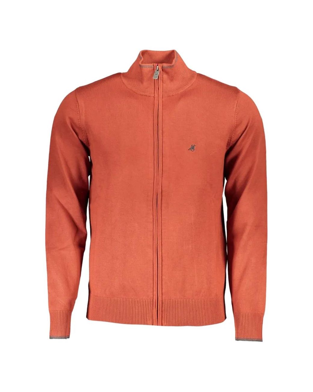 U.S. Grand Orange Embroidered Zip-Up Cardigan for men