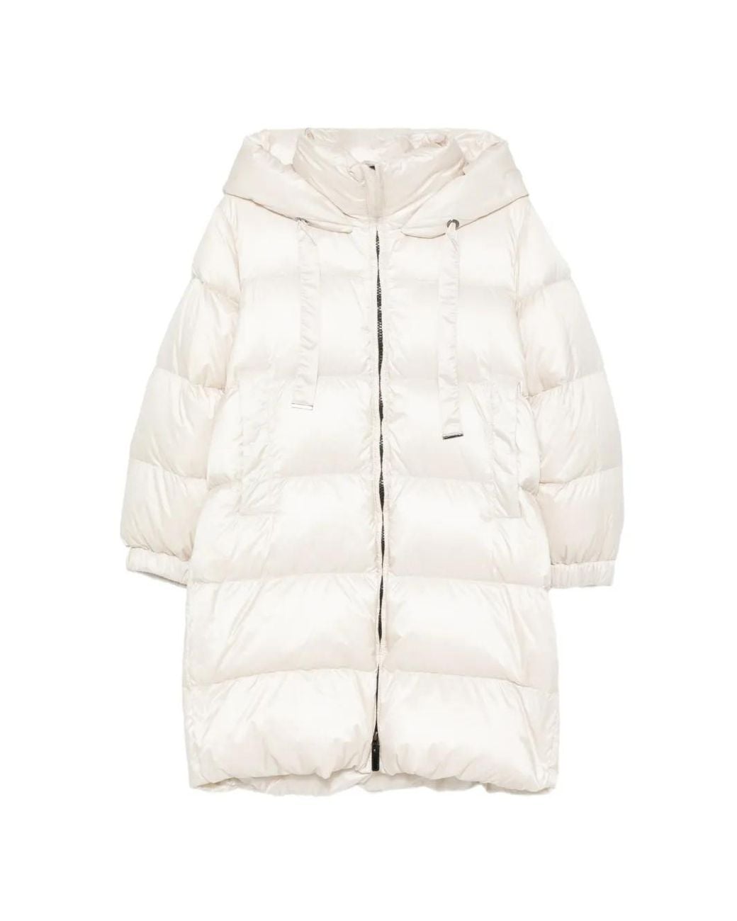 Max Mara White Zip-Up Quilted Coat