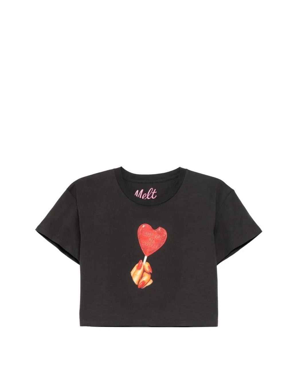 Melt Black T-Shirt Crop À Imprimé Graphique