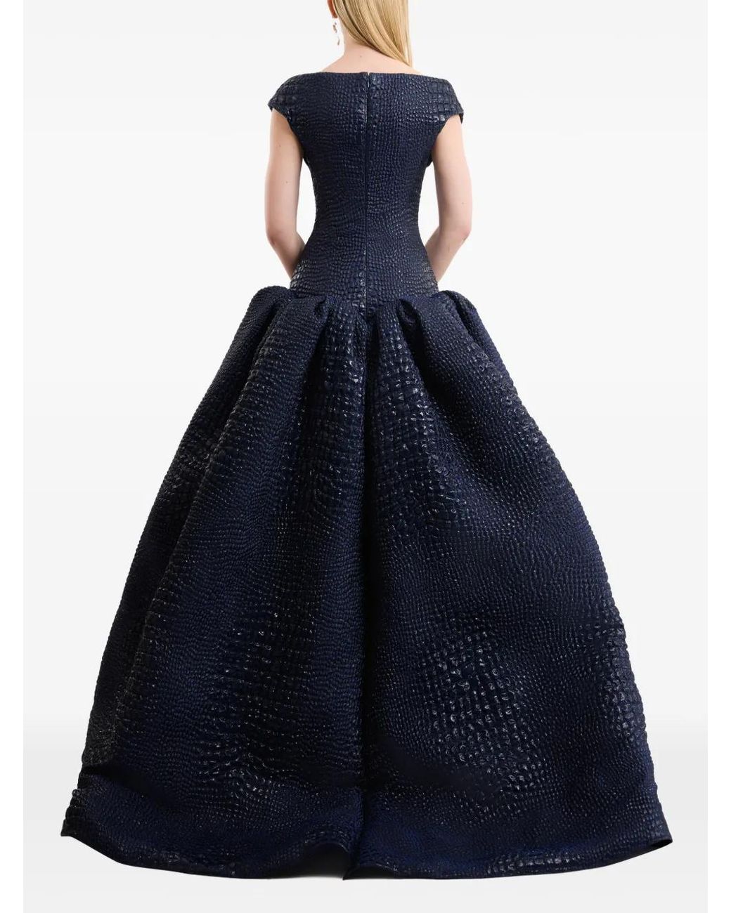 Gemy Maalouf Blue Off-Shoulder Sweetheart Dress