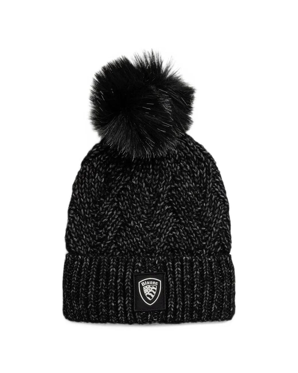 Berretto Con Pompon E Applicazione Logo di Blauer in Black