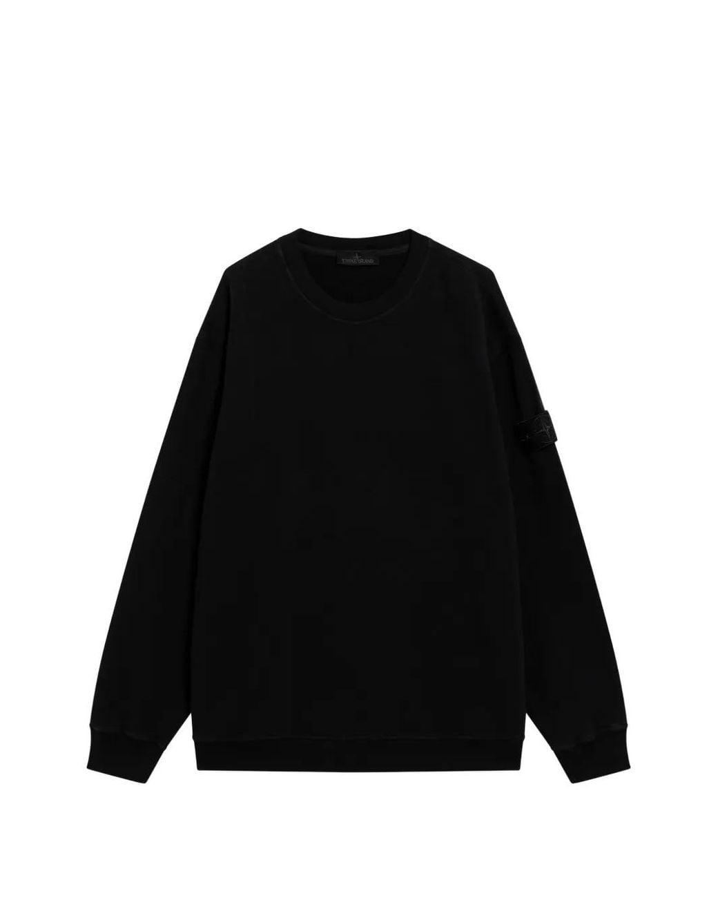 Stone Island Black 6100069 Stretch Cotton Fleece_S.I. Ghost Comfort-Fit Crewneck Sweatshirt for men