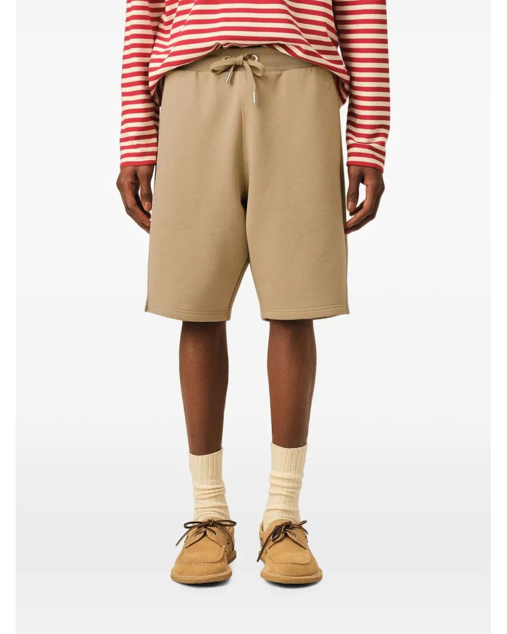 AMI Natural Cotton Shorts With Embossed Ami De Coeur for men