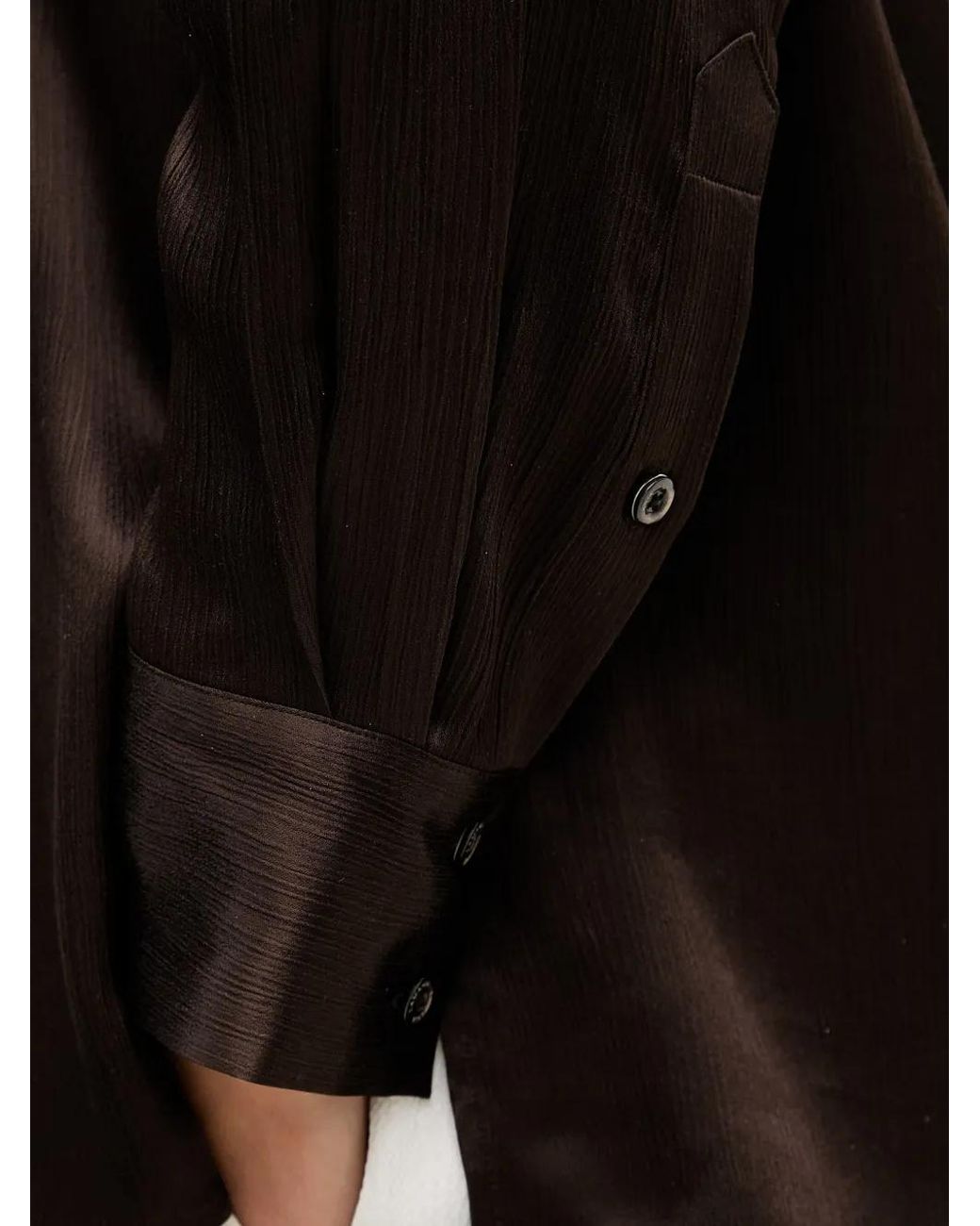 La Mania Black Kai Satin-Finish Button-Up Shirt