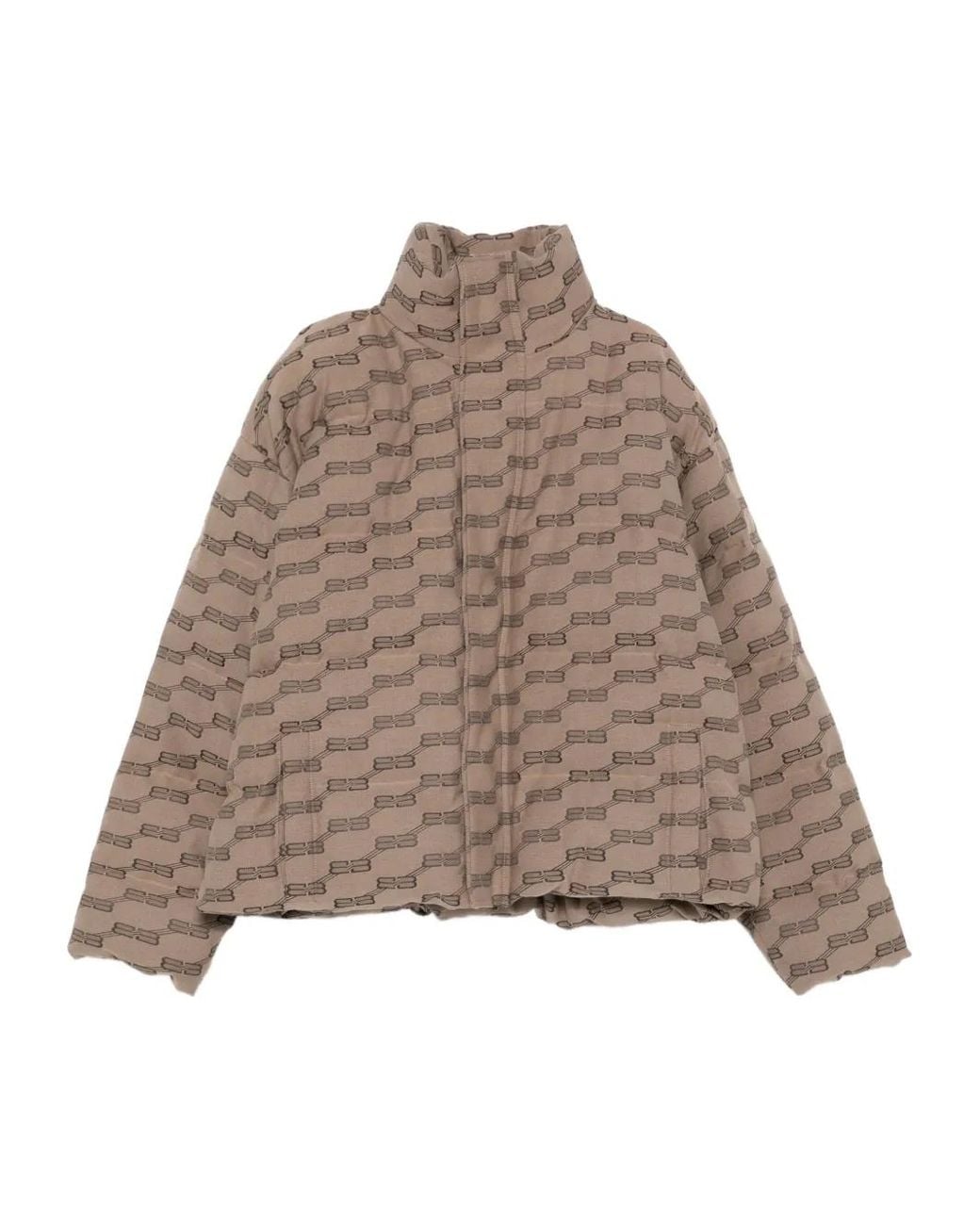 Balenciaga Brown Logo-Pattern Quilted Padded Jacket for men