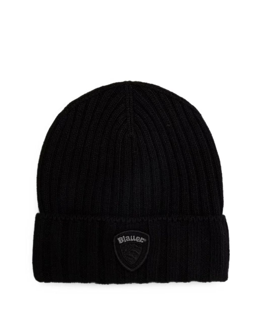 Blauer Black Kenwood Ribbed-Knit Beanie Hat for men