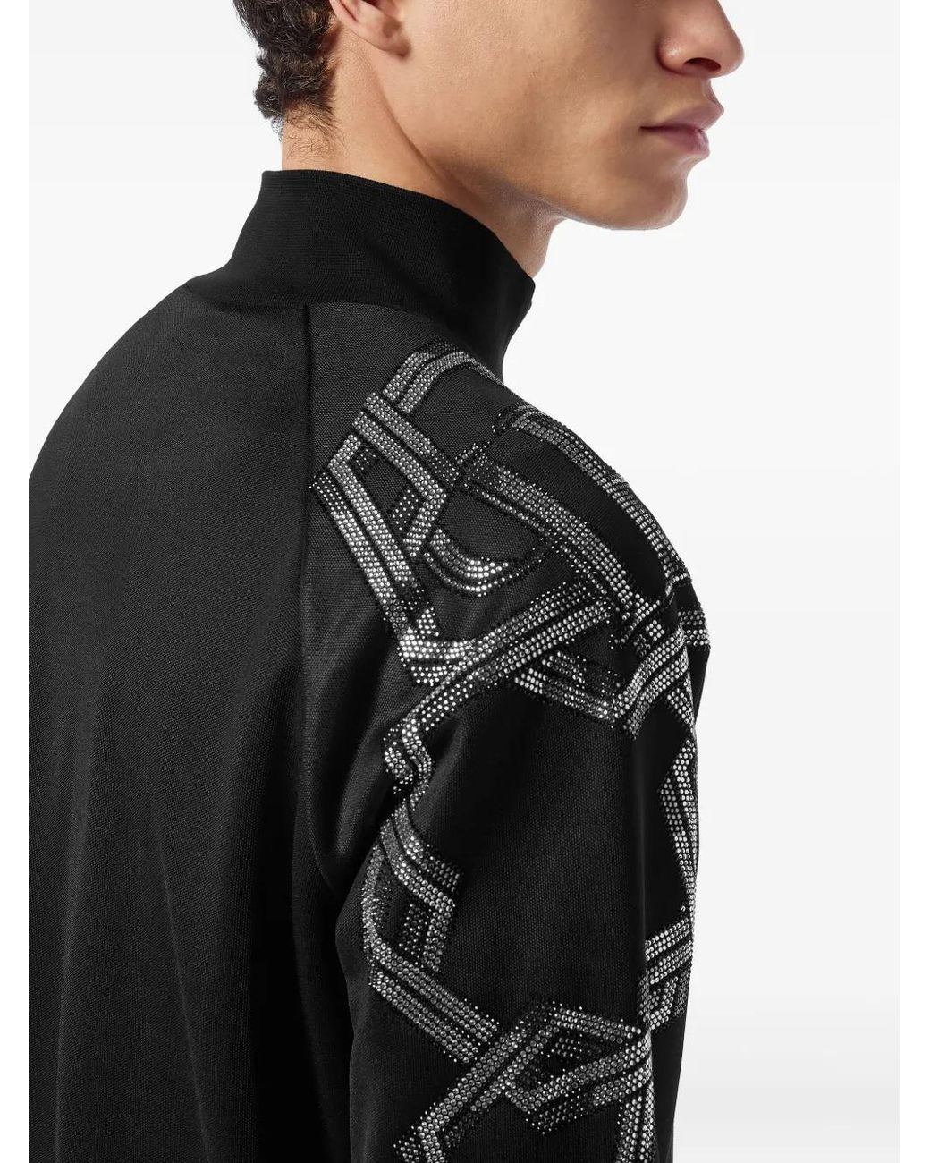 Philipp Plein Black Jacket Jogging Chains for men