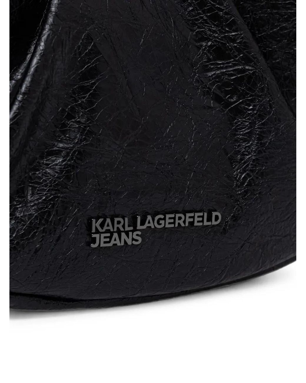 Karl Lagerfeld Black Crinkled-Effect Pleated Tote Bag