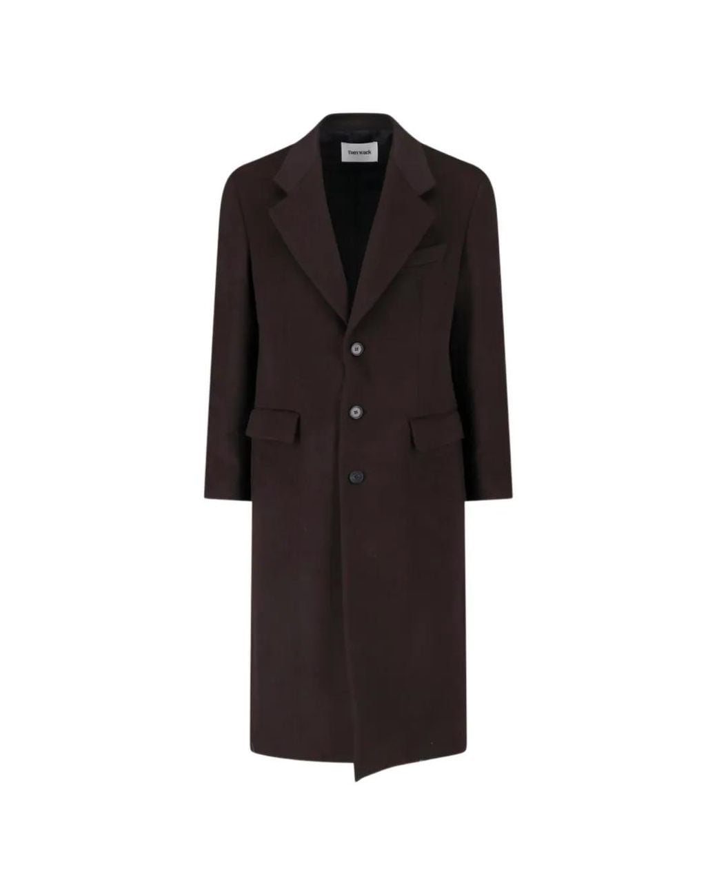 TONYWACK Black Single-Breasted Notched-Lapel Coat for men