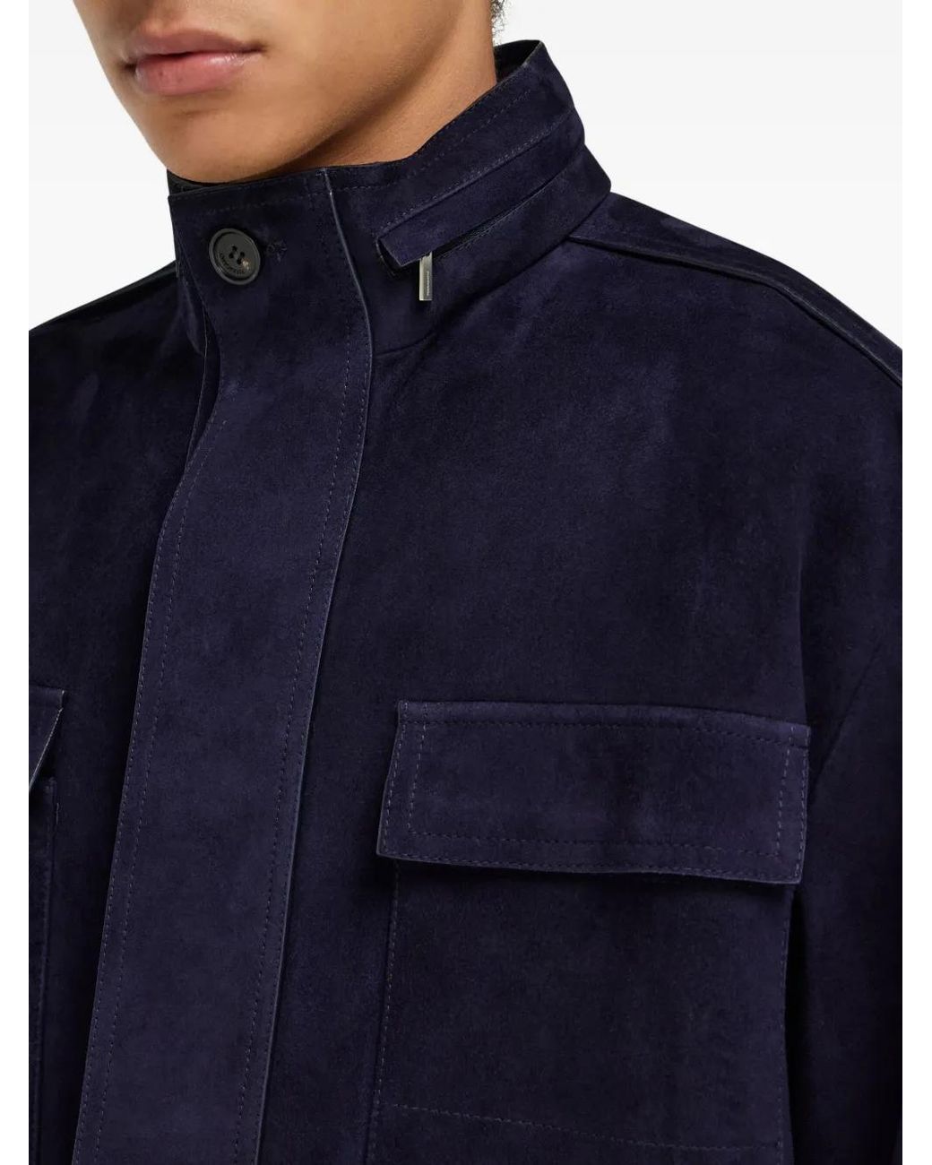 Ferragamo Blue Suede Blouson for men