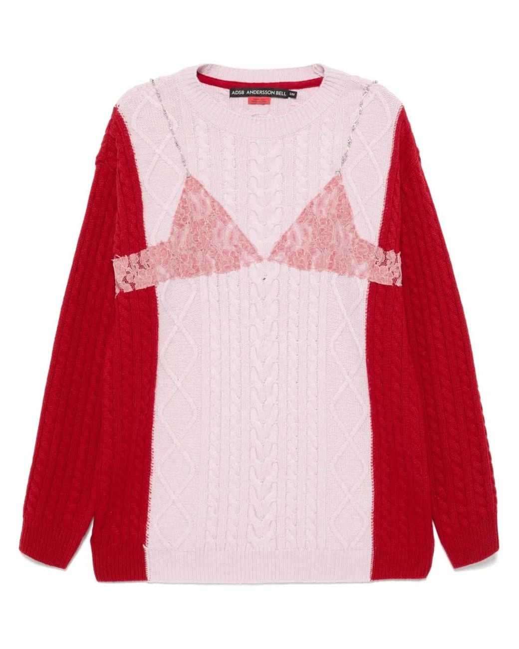 ANDERSSON BELL Red Lace Lingerie Jumper