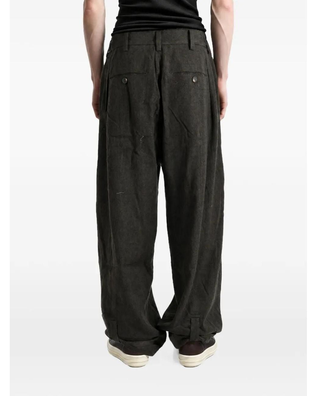 Ziggy Chen Gray Pleated Wide-Leg Trousers for men