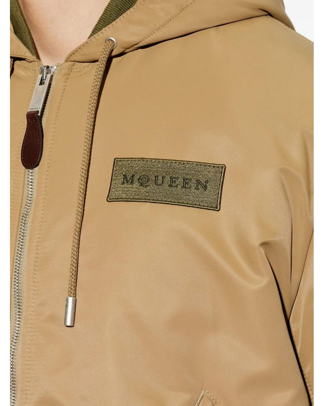 McQueen Jassen ,Bruin ,Nylon Hooded Nylon Jacket in het Natural voor heren