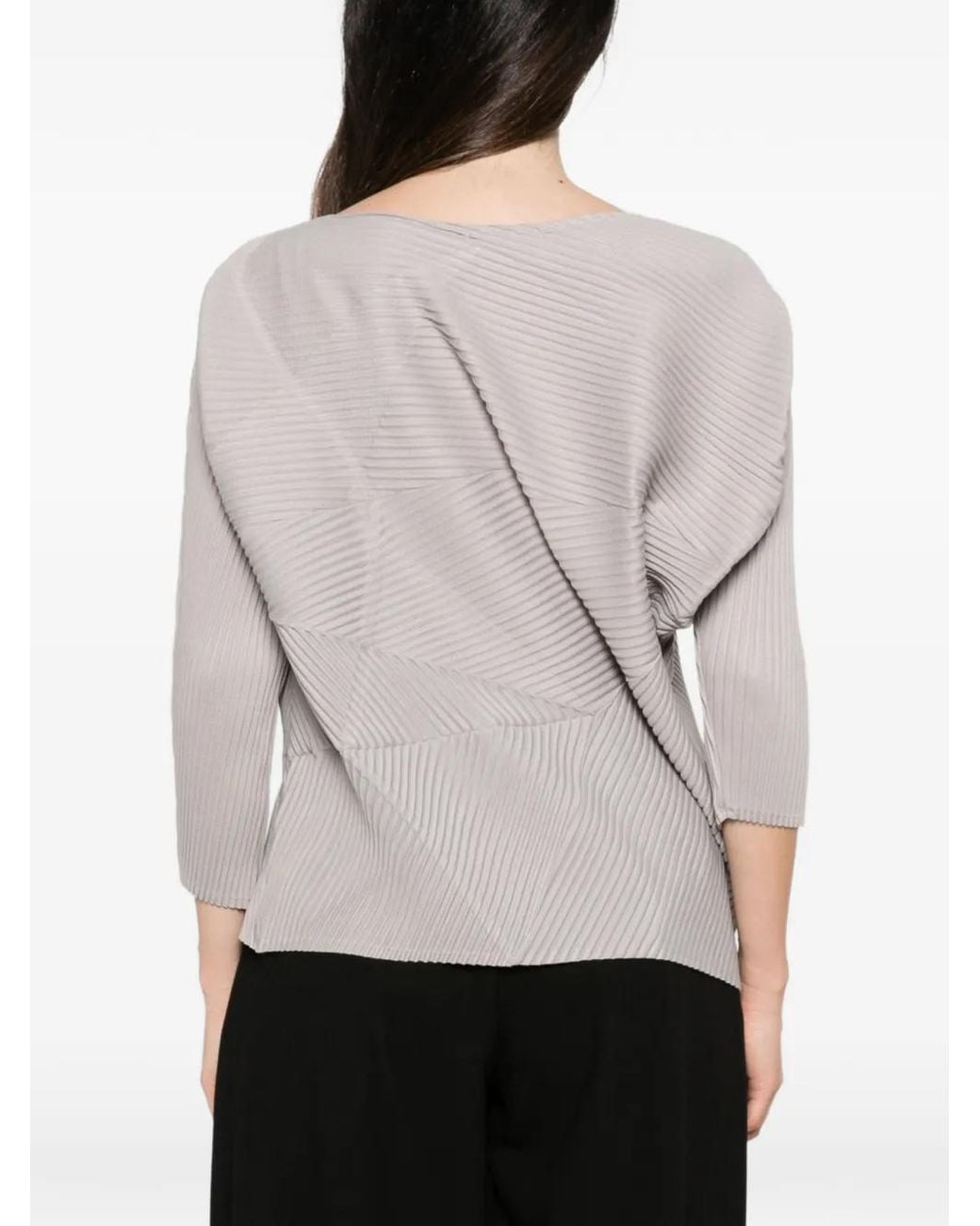 MEIMEIJ White Plissé-Effect Boat-Neck Blouse