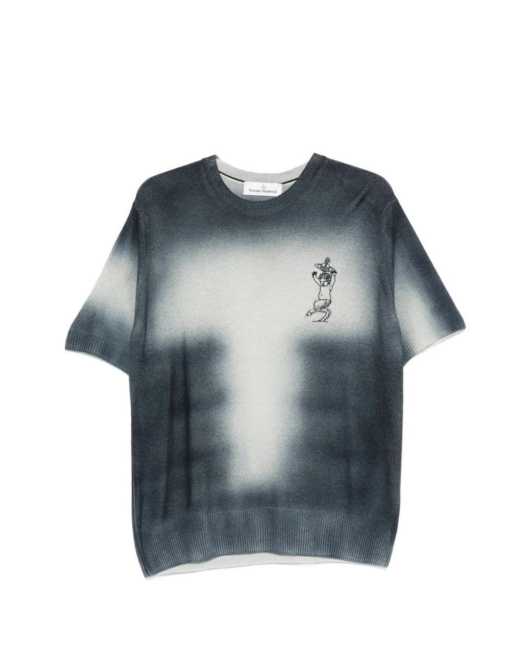 Vivienne Westwood Blue Gradient Knit T-Shirt With Ribbed Details for men