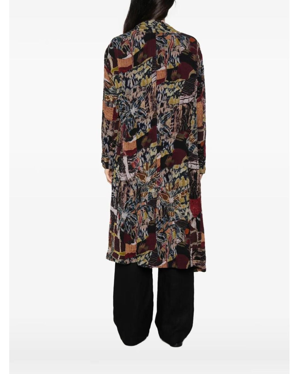 Raga Brown Abstract-Print Crinkled Coat