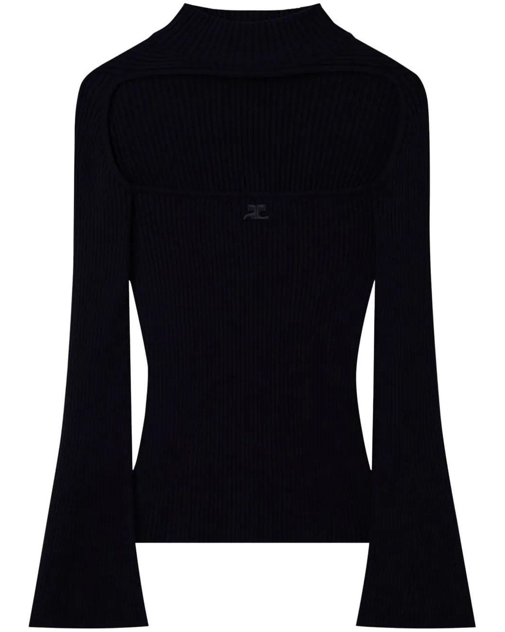 Courreges Black Cut-Out Ribbed Jumper